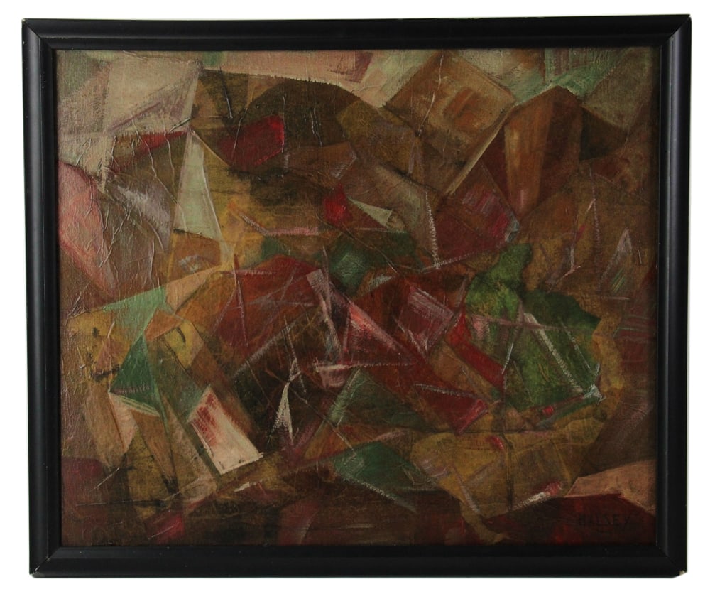 Halsey, Abstract, Oil on Canvas: Halsey, abstract, oil on canvas, signed L/R, 20" x 22", framed 22" x 24". Provenance: Andover, Massachusetts collection.