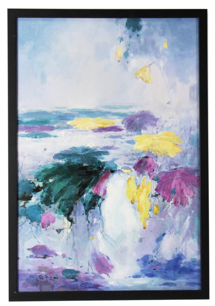 Floral Oil on Canvas: Floral oil on canvas, signed indistinctly, 36" x 24". Provenance: From a private Boston art collection.
