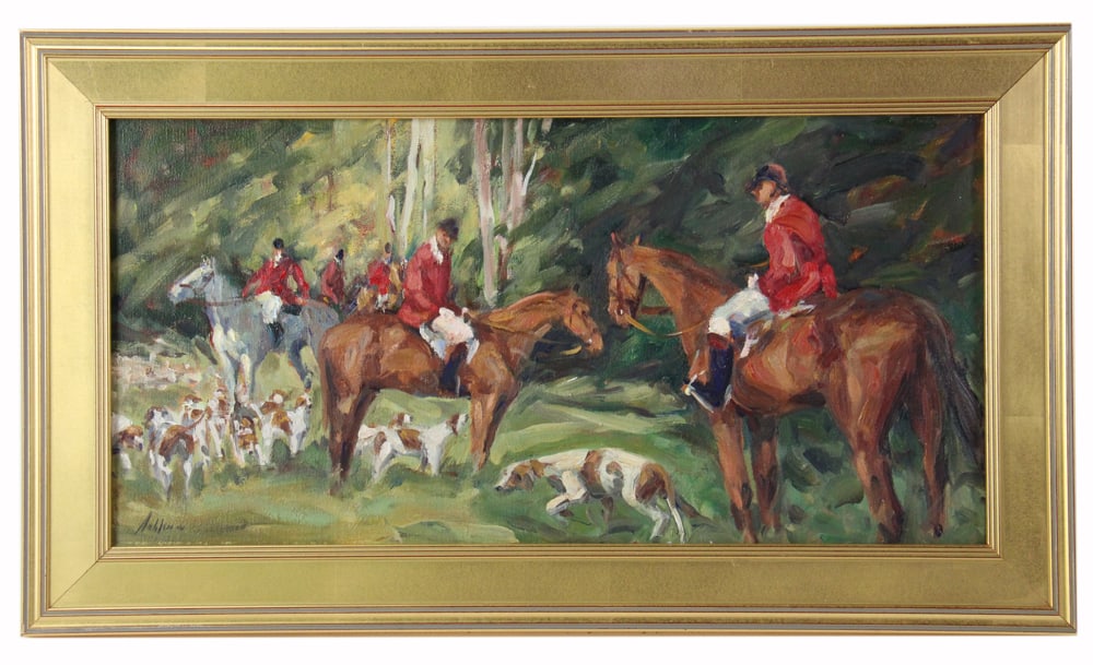 Betty Lou Schlemm, Hunting Scene, Oil on Canvas (1 of 7)