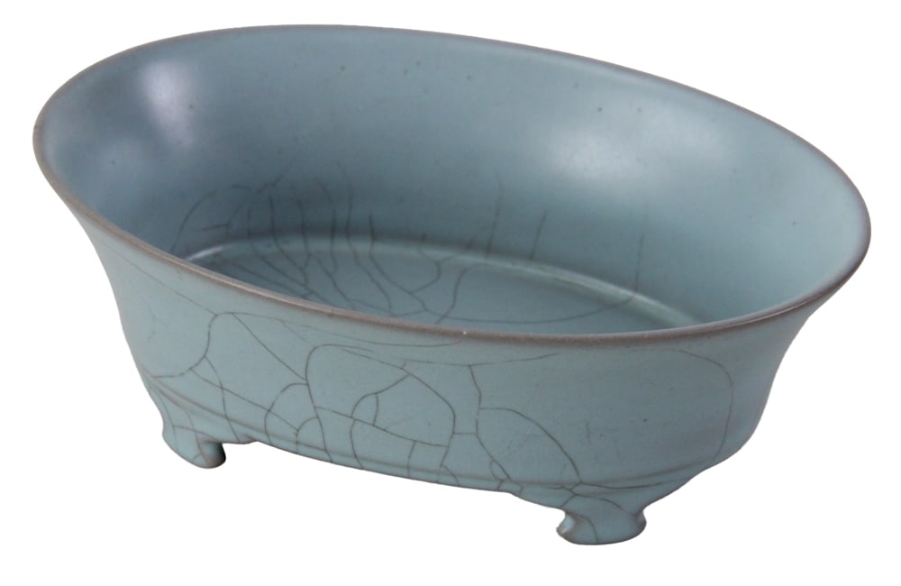 Chinese Song Dynasty Ru Ware Planter: Chinese Song Dynasty ru ware planter, 2 1/2" x 7". Provenance: Andover, Massachusetts collection.