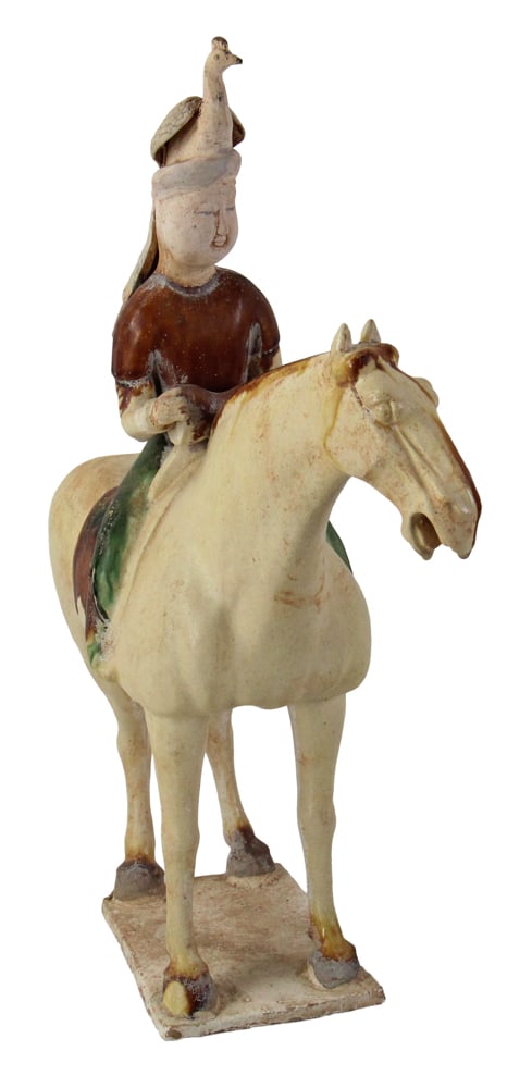 Chinese Tang-style Glazed Pottery Horse with Rider (1 of 9)