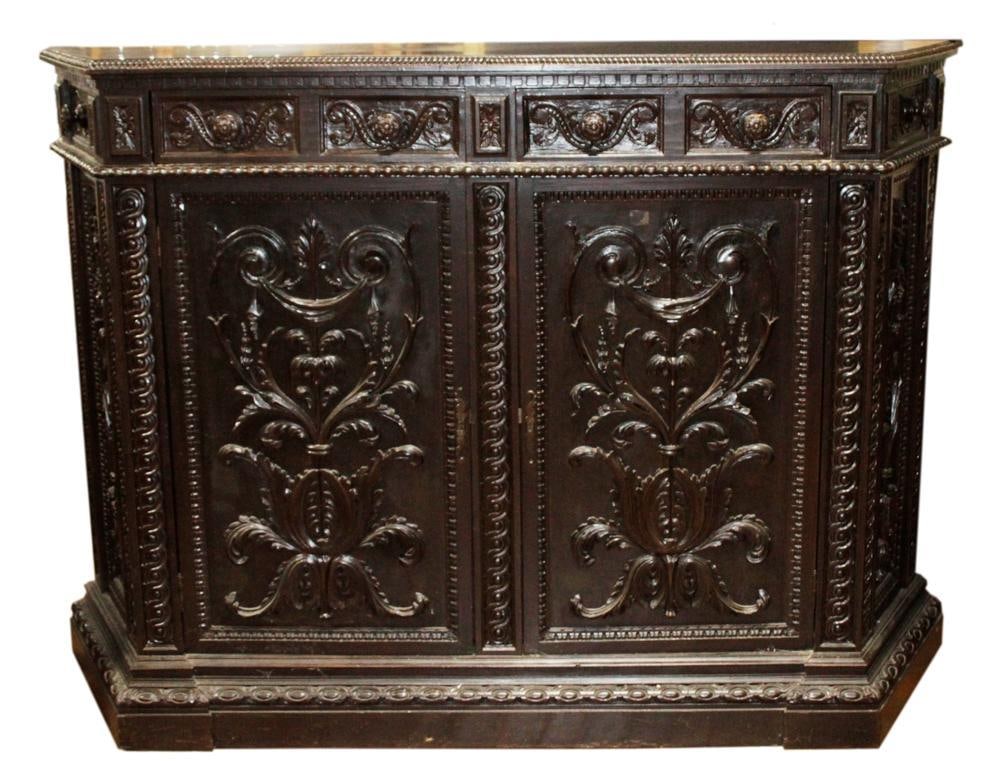 Italian Renaissance Style Carved Walnut Credenza (1 of 7)