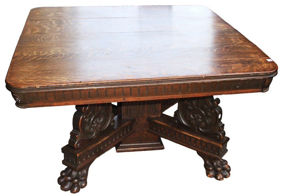 Oak Dining Room Table with Fancy Base (1 of 10)