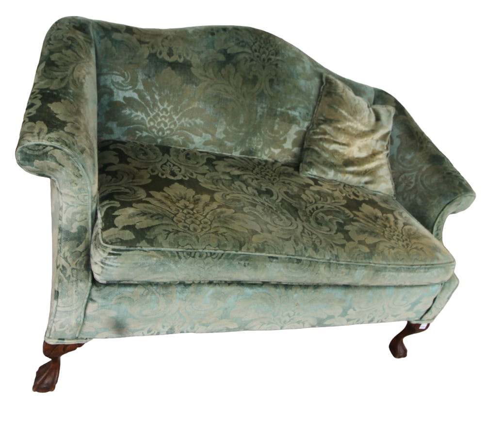 1940s Chippendale Loveseat with Green Upholstery (1 of 8)