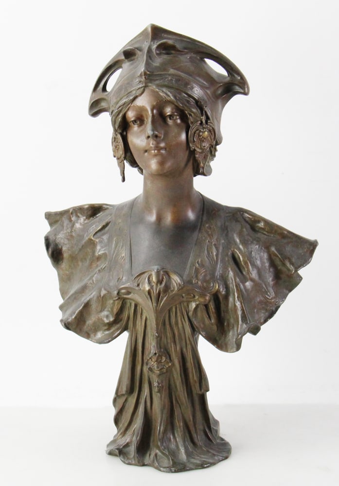 Henri Jacobs Art Nouveau Bust, Napoleon Alliot Foundry (1 of 9)