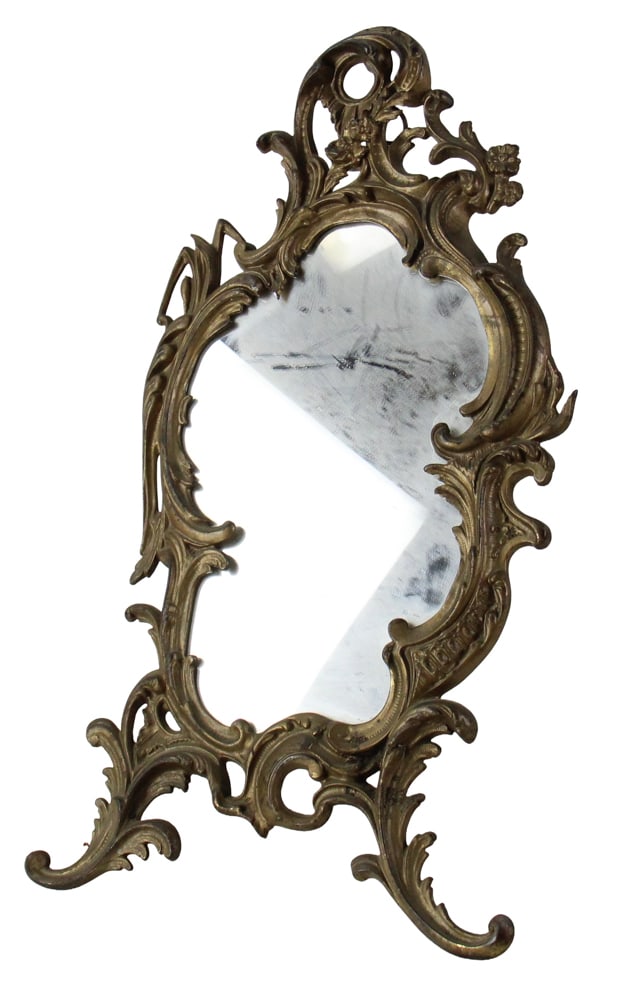Bradley and Hubbard Art Nouveau Mirror: Bradley and Hubbard Art Nouveau bronzed metal mirror, 23" x 11". Provenance: North Bay Village, Florida collection.