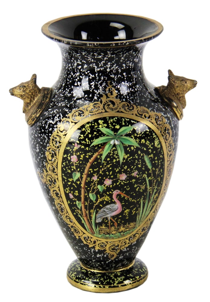19thC Black Terra Cotta or Glass Vase (1 of 10)