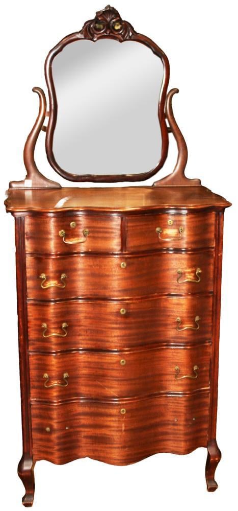 19thC Mahogany Mirror-top Tall Chest (1 of 11)