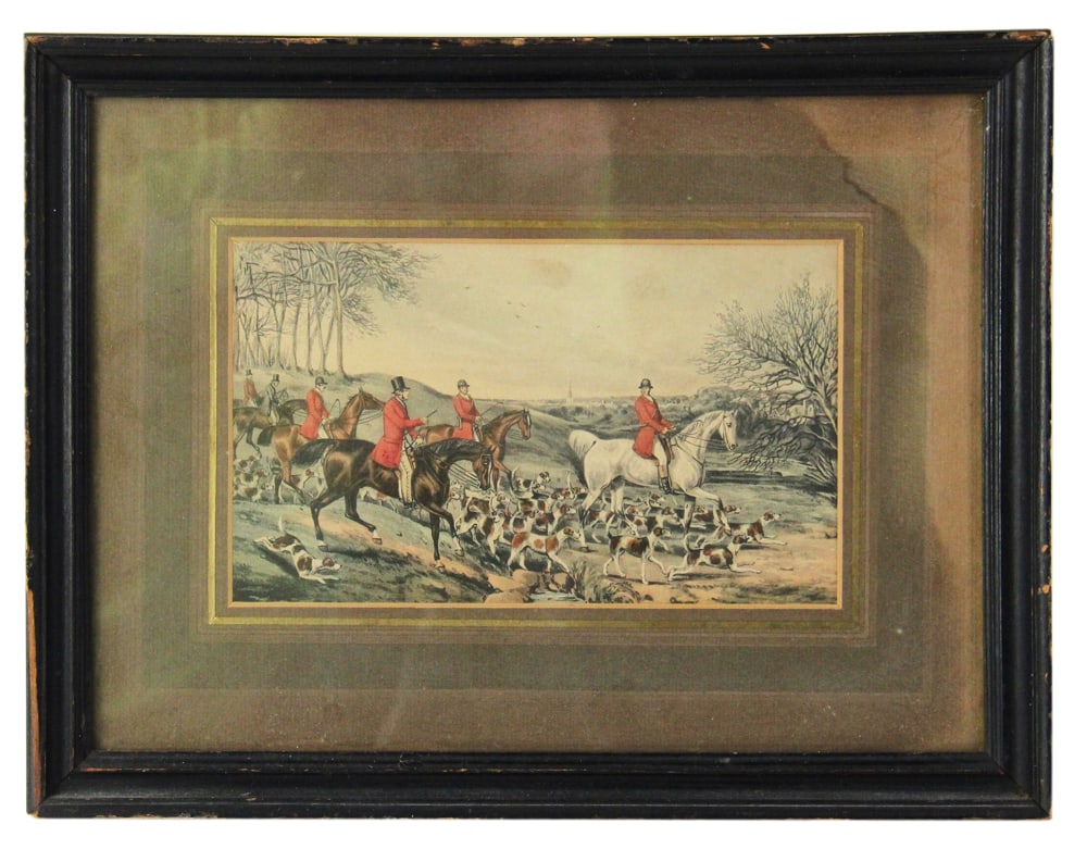 Ackermann and Son Sporting Print: Ackermann and Son sporting print, 4 1/2" x 7 1/2", framed 9 1/2" x 12". Provenance: Palm Beach, Florida estate.