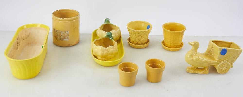 Yellow Glazed Pottery Planters - 10