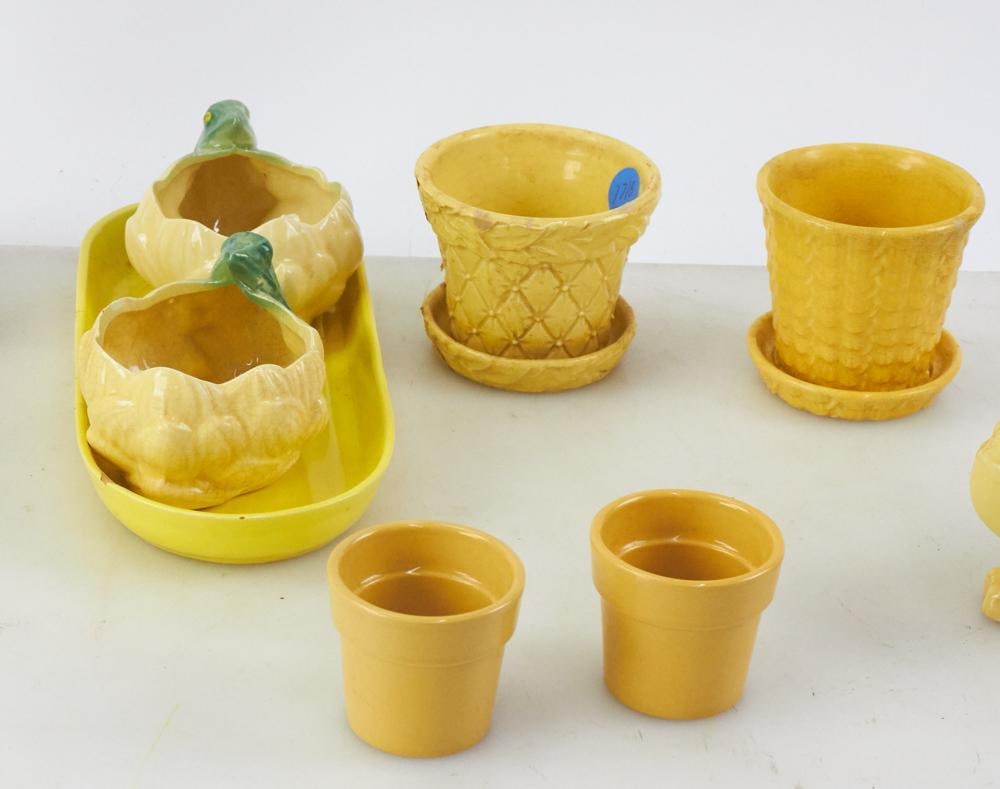 Yellow Glazed Pottery Planters - 11
