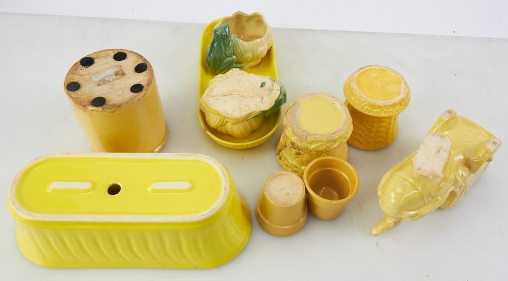 Yellow Glazed Pottery Planters - 13