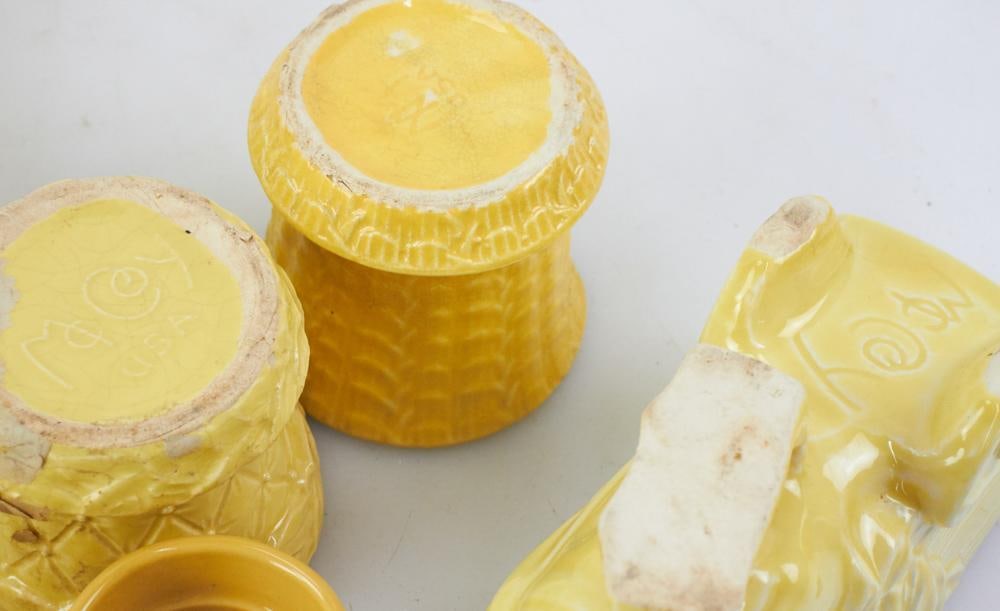 Yellow Glazed Pottery Planters - 15
