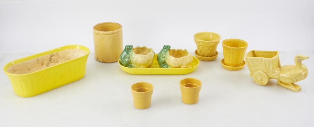 Yellow Glazed Pottery Planters (1 of 16)