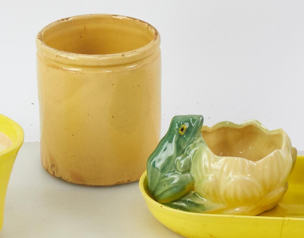 Yellow Glazed Pottery Planters - 4