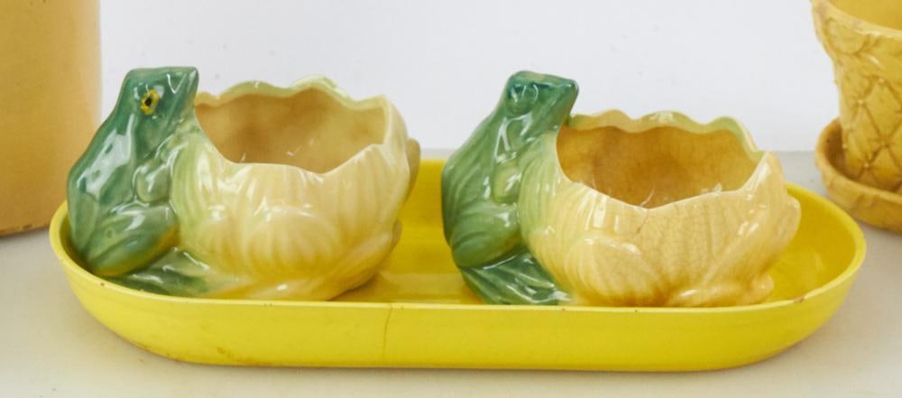 Yellow Glazed Pottery Planters - 5