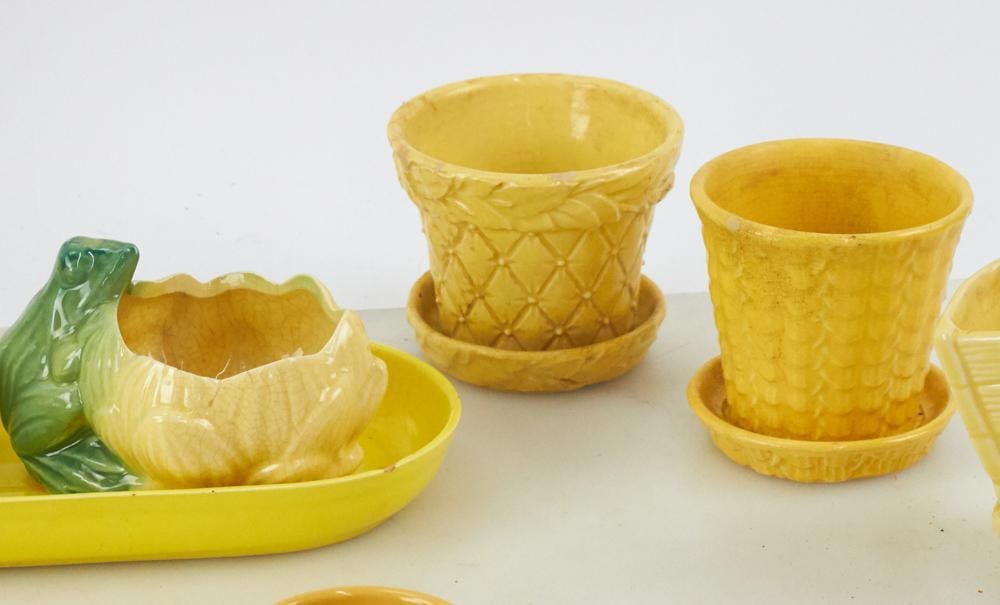 Yellow Glazed Pottery Planters - 7