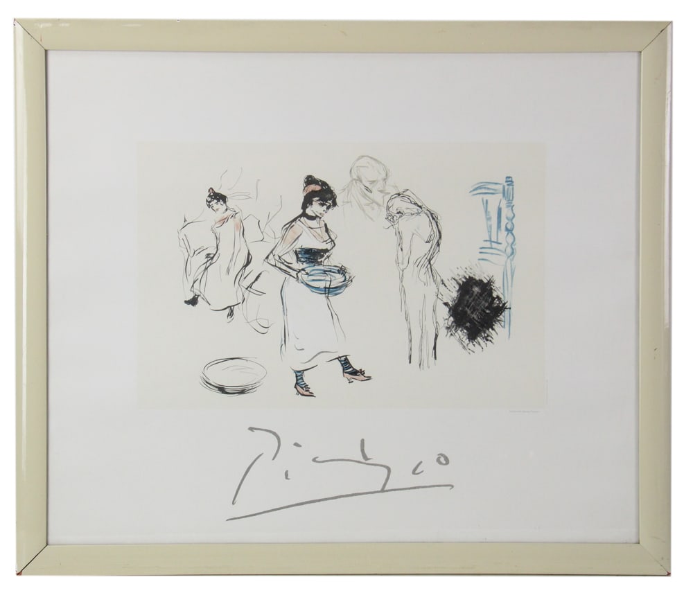 After Picasso, "Etude de Personnages", Print: After Picasso, "Etude de Personnages", print, framed 25" x 29". Provenance: New York City, New York collection.