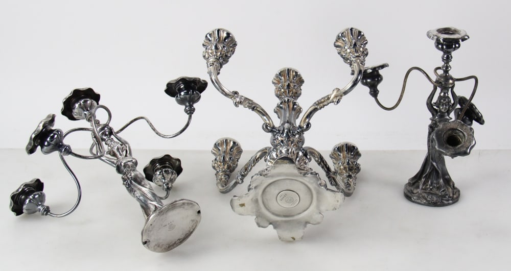 Three Silverplate Candelabra - 12