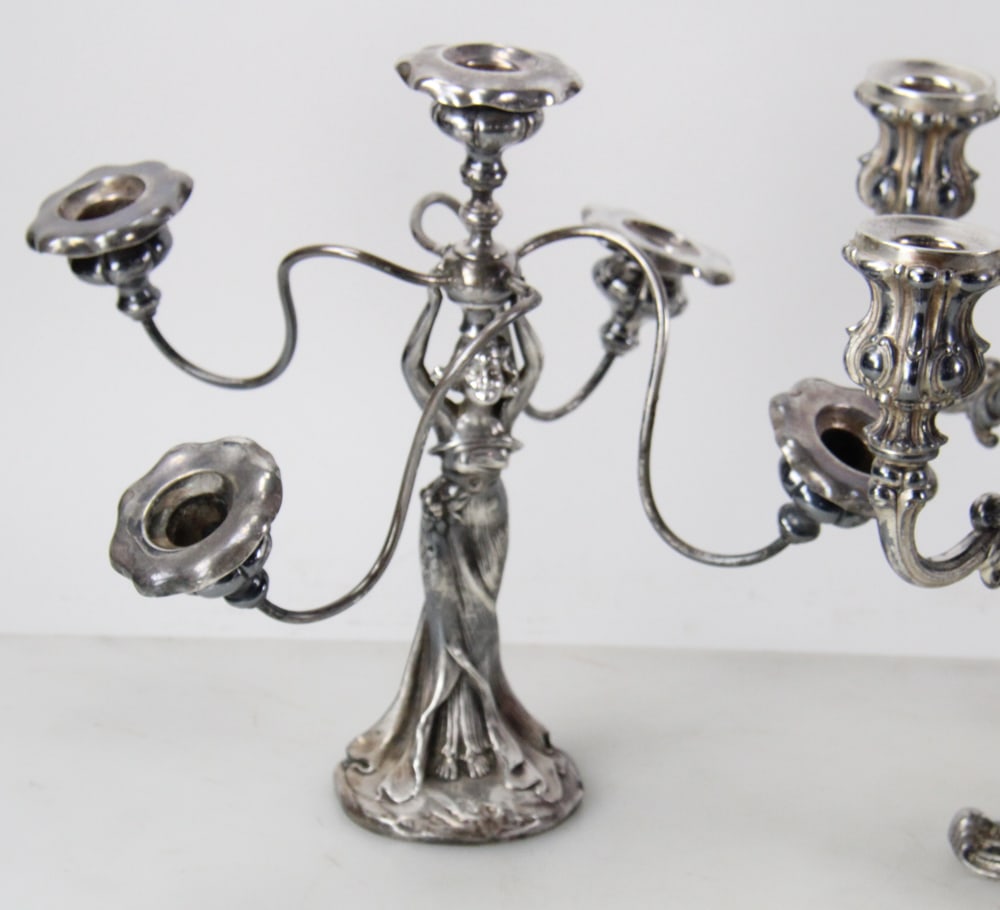Three Silverplate Candelabra - 9