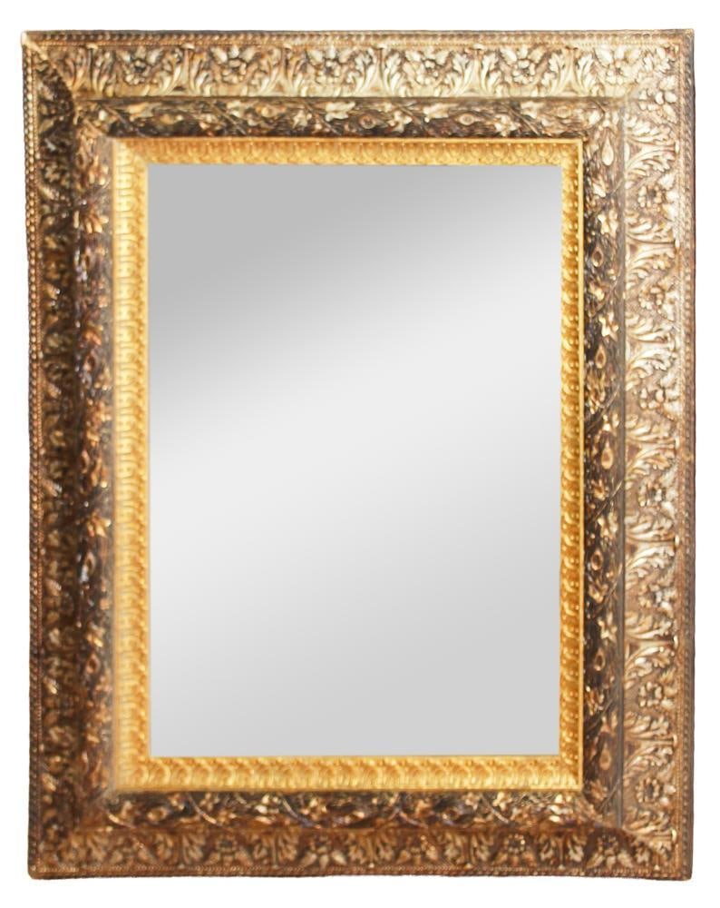 Victorian Gold Leaf Wall Mirror: Victorian gold leaf wall mirror, 33" x 40". Provenance: Somerville, Massachusetts collection.