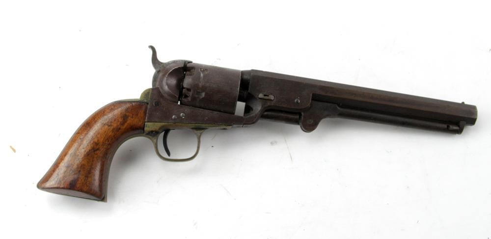 Civil War Colt Cap and Ball Navy Revolver: Civil War Colt Patent cap and ball Navy revolver, 36 caliber, Sam Colt, New York, #102161, 13" x 5". Provenance: Furnishings from the Park Avenue home of a New York socialite.
