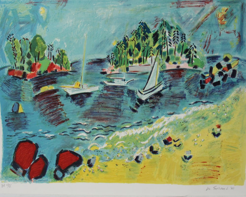 Wayne Ensrud, Waterfront Scene, Serigraph - 2