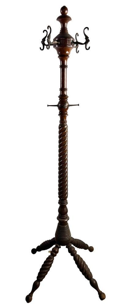 Antique Oak Hall Tree with "Gargoyle" Hanger (1 of 5)