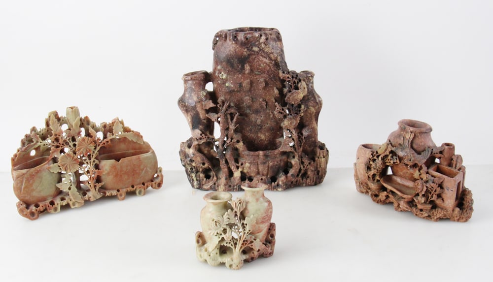 Group of Asian Hardstone Carvings: Group of (4) Asian hardstone carvings. Provenance: Cambridge, Massachusetts collection.