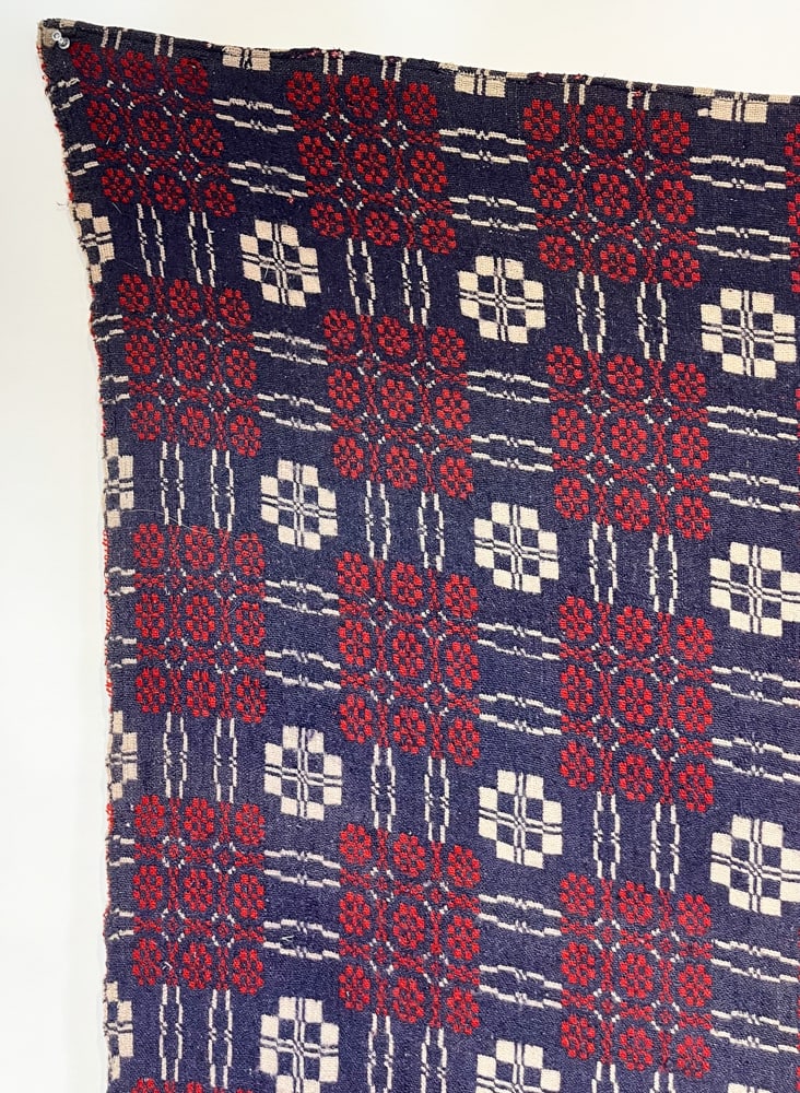 Antique Woven Wool Coverlet - 4