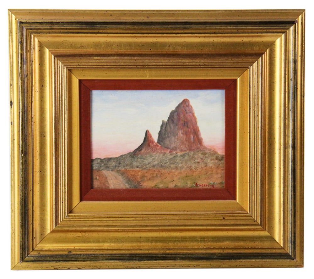 Armstrong, Desert Near Tombstone, Oil on Board: Armstrong, desert near Tombstone, Arizona, oil on board, signed L/R and dated 1946, 7" x 9", framed 14" x 16". Provenance: Acton, Massachusetts collection.