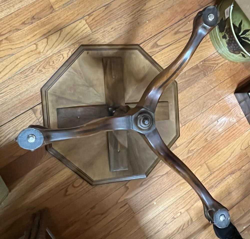 20thC Georgian-style Burl Walnut Hexagonal Stand - 10