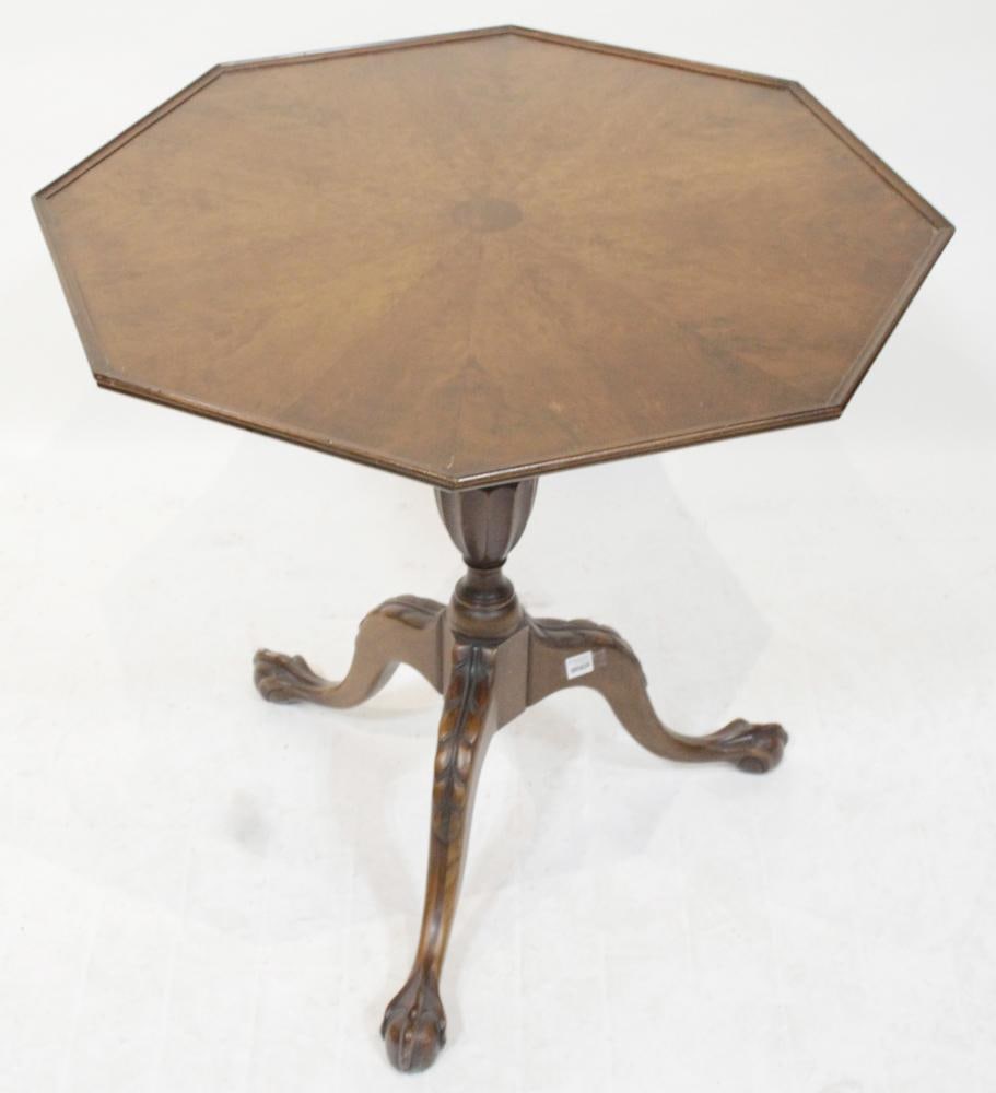 20thC Georgian-style Burl Walnut Hexagonal Stand (1 of 10)
