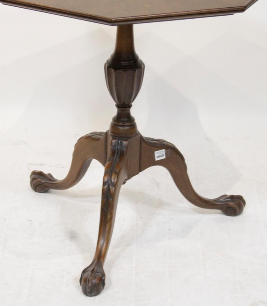 20thC Georgian-style Burl Walnut Hexagonal Stand - 3