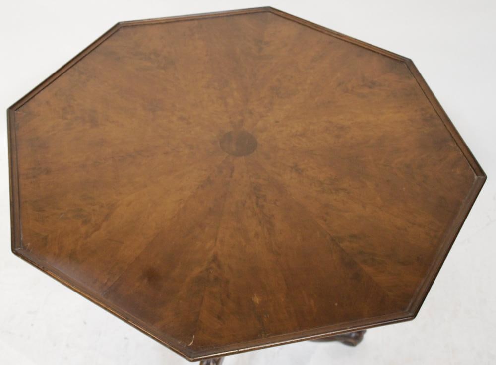 20thC Georgian-style Burl Walnut Hexagonal Stand - 6