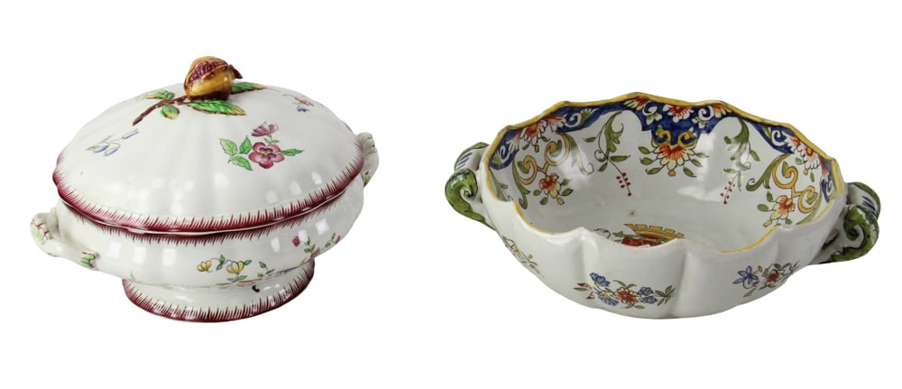 Two Antique French Bowls, Sarreguemines, Saint-Malo (1 of 15)