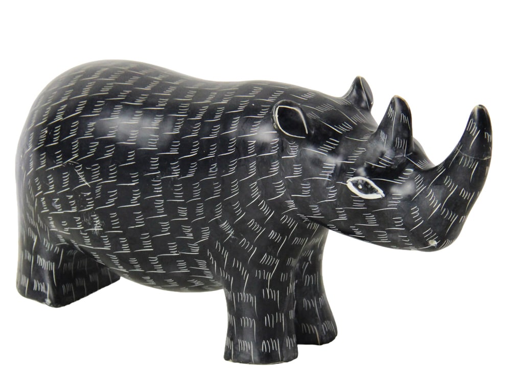 20thC Black Soapstone Rhino (1 of 7)