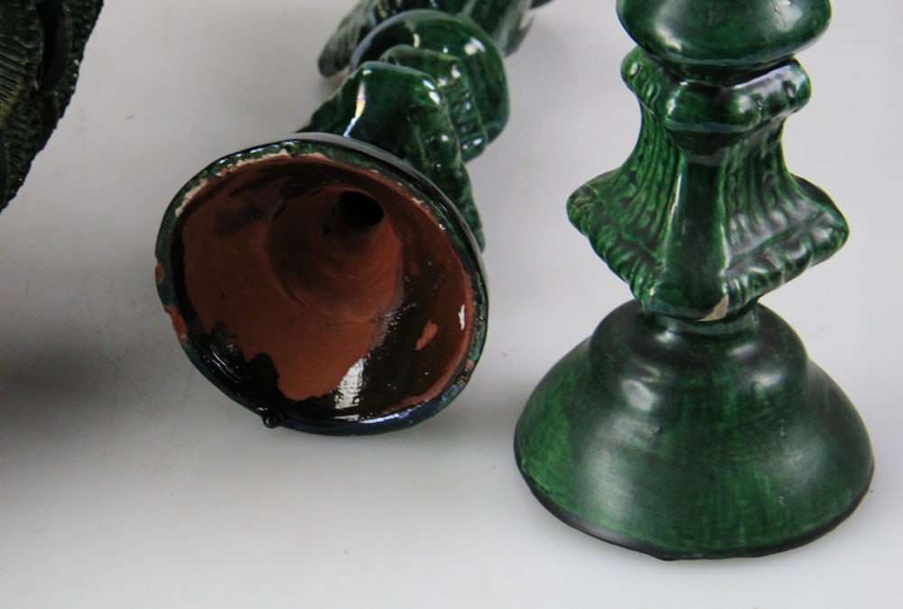 Ceramic Pineapple Vessel, Mexico, Cherub Candlesticks - 13