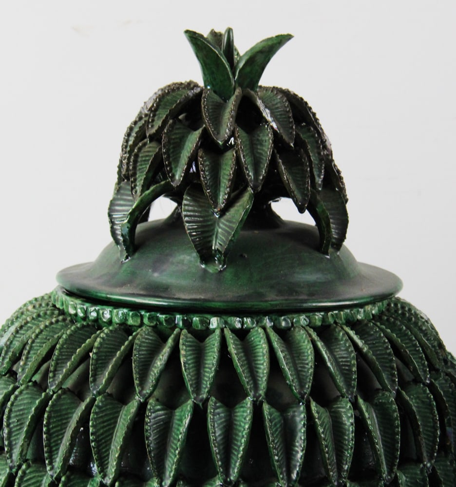 Ceramic Pineapple Vessel, Mexico, Cherub Candlesticks - 5