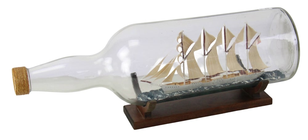 Vintage Ship in a Bottle, on Stand (1 of 9)