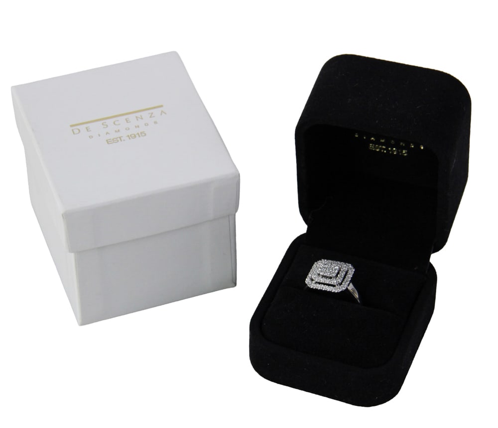 Ladies' 14k White Gold and Diamond Ring: Ladies' 14k white gold and diamond ring, size 7 1/2. Approximately 4.0 grams TW. Provenance: Mashpee, Massachusetts collection. PLEASE NOTE: payment for silver, gold, jewelry, and coins must be made v