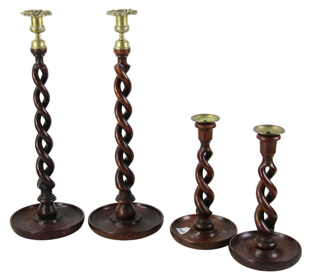 English Oak Rope-Turned Candlesticks (1 of 9)