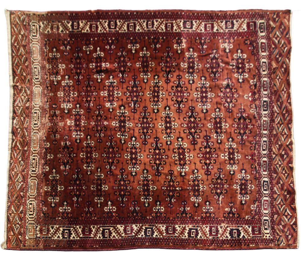 Antique Tribal Bokhara Rug: Antique tribal Bokhara rug. Provenance: Rocky Neck, Gloucester, Massachusetts collection.