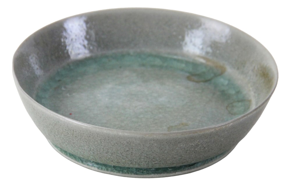 Chinese Ru Ware Dish: Chinese ru ware dish, 1 1/2" x 5 1/2". Provenance: Andover, Massachusetts collection.