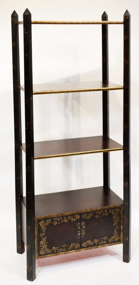 Asian 4-Shelf Bookcase with Two Doors on Bottom (1 of 9)