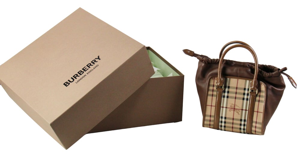 Burberry Drawstring Tote Bag, New in Box: Burberry drawstring tote bag, new in box. Paid $727. Provenance: Mashpee, Massachusetts collection.