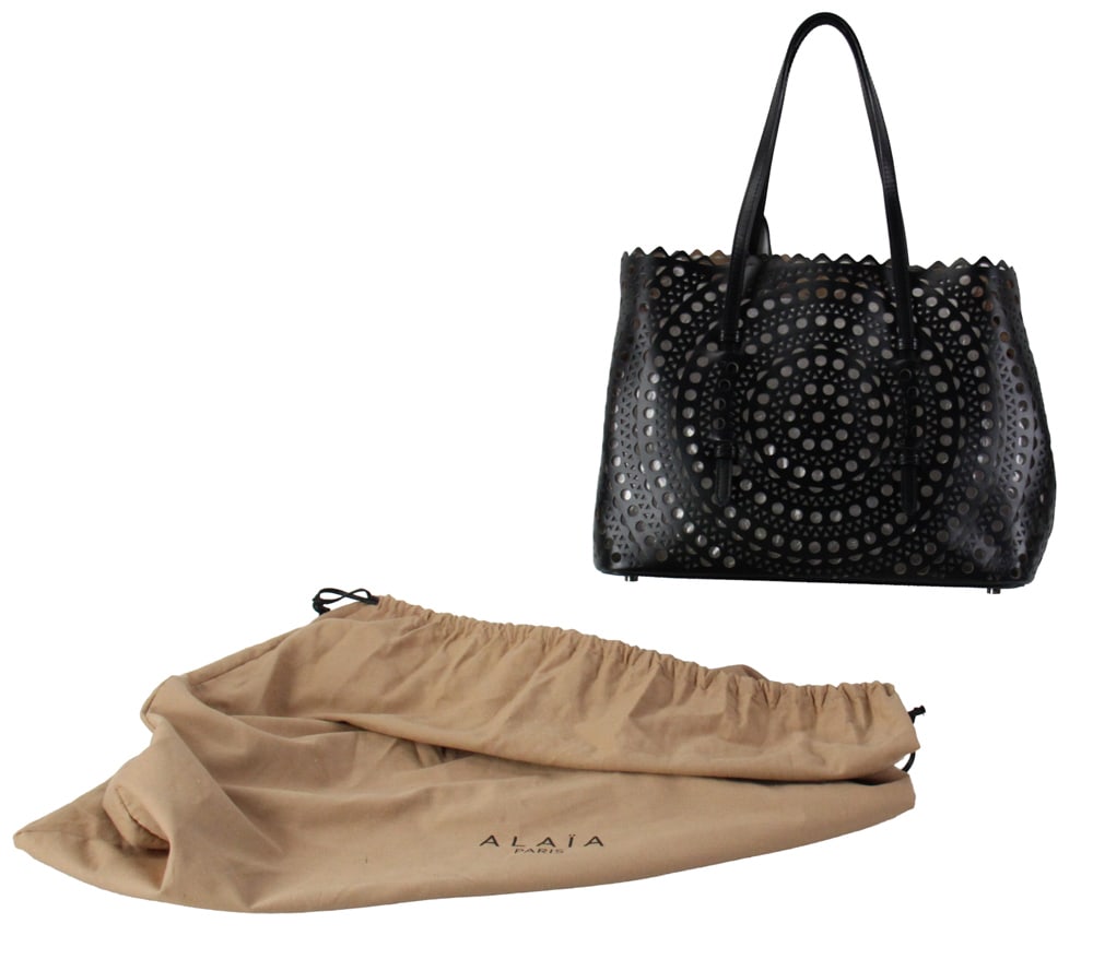 Alaia Paris Mina Bag, Laser-Cut Black Leather (1 of 9)
