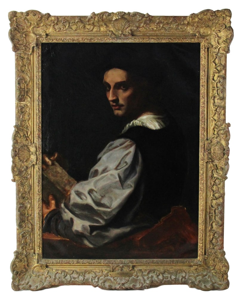 Charles Landseer, Portrait of Young Man, Oil on Canvas: Charles Landseer (British, 1799-1879), "Portrait of a Young Man", oil on canvas, signed L/R, 29" x 22", framed 38" x 30". Provenance: Venice, Florida collection.
