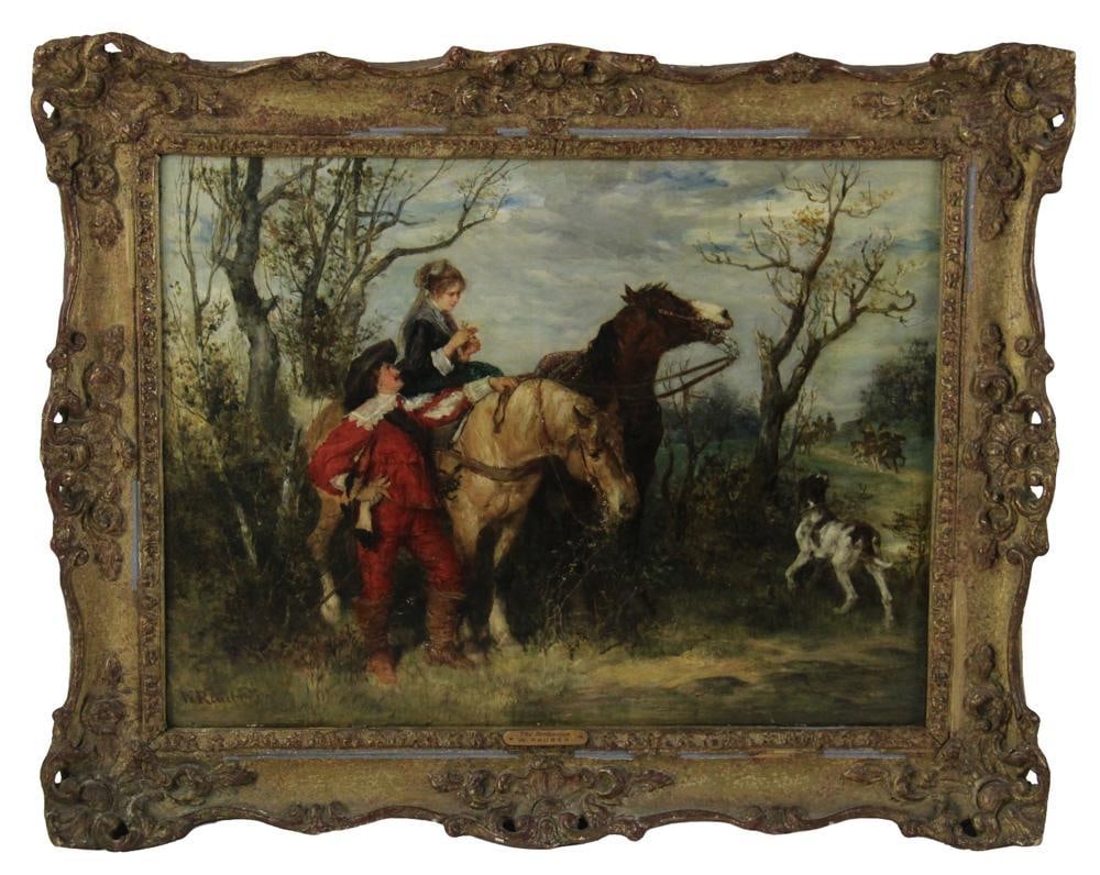W. Rauber, The Rendezvous, Oil on Panel: W. Rauber, The Rendezvous, oil on panel, 14" x 18 1/2", framed 19" x 23 1/2". Provenance: New York City, New York collection.