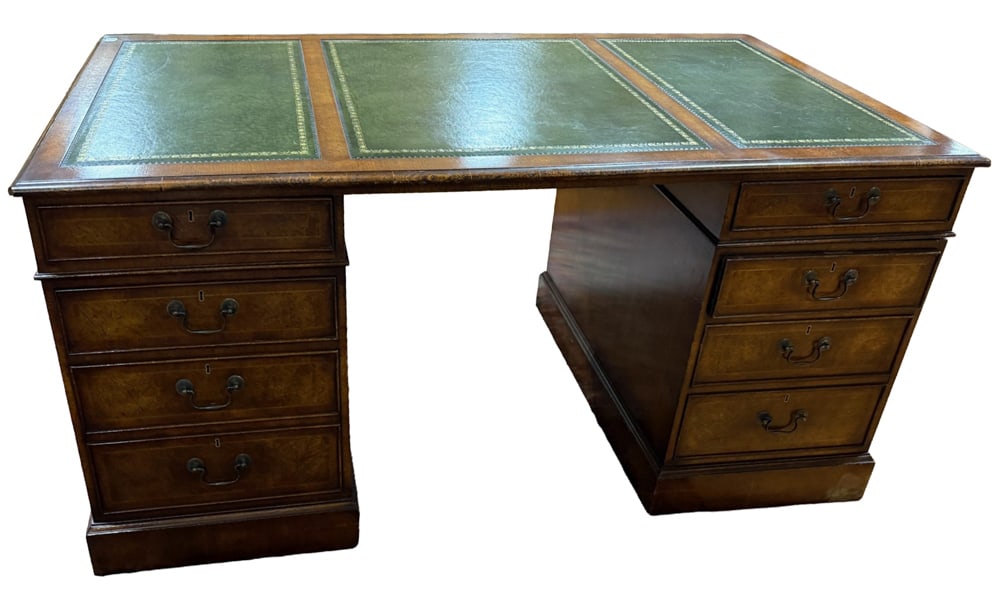 English Partners Desk with Tooled Leather Top (1 of 5)